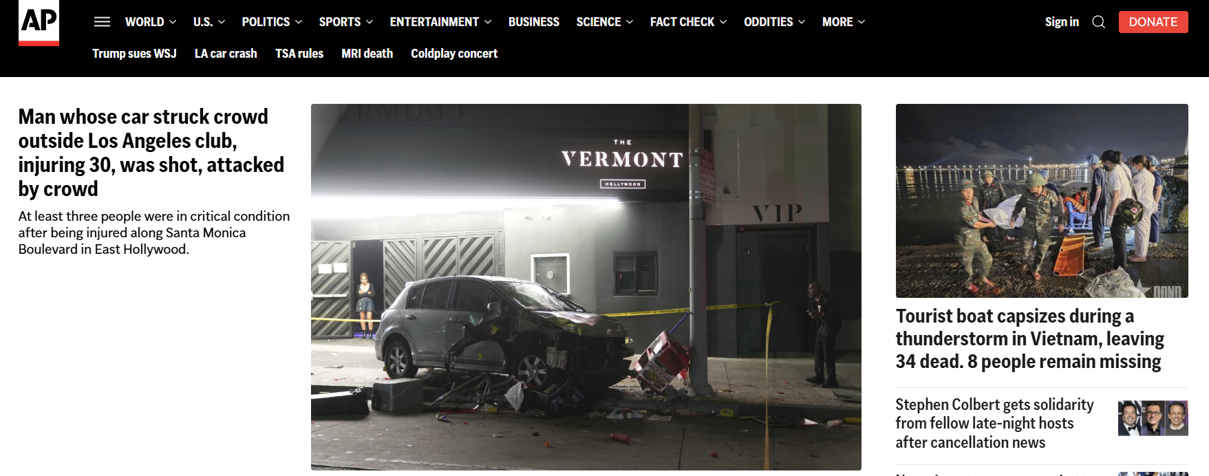 AP news website